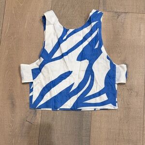 Abstract Brushstroke Print Sleeveless Crop Tank